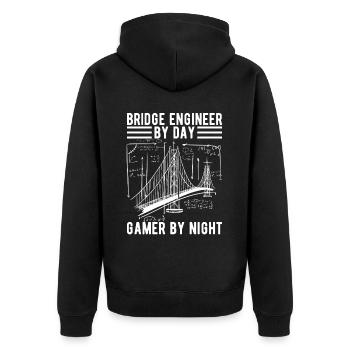Ingénieur des ponts Construction de ponts - Veste à capuche bio Premium Unisexe - noir - Dos - Nico (187cm)