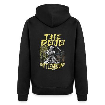 Kendo Dojo Is My Battleground - Unisex Premium Bio Zip Hoodie - Schwarz - Hinten - Nico (187cm)