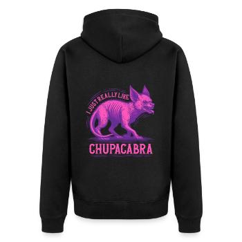 Chupacabra Kryptid Kryptozoologie - Unisex Premium Bio Zip Hoodie - Schwarz - Hinten - Nico (187cm)