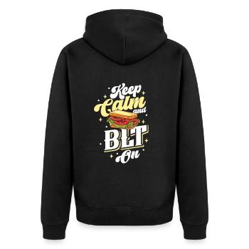Restez calme et mangez un sandwich BLT - Veste à capuche bio Premium Unisexe - noir - Dos - Nico (187cm)
