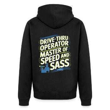 Drive Thru Operator Job Profession Fast Food - Unisex Premium Organic Zip Hoodie - black - Back - Nico (187cm)