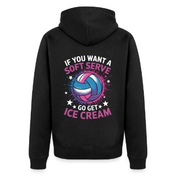 Volleyball Spruch Lustiges Volleyball Geschenk - Unisex Premium Bio Zip Hoodie - Schwarz - Hinten - Nico (187cm)