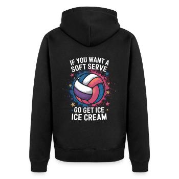 Volleyball Spruch Lustiges Volleyball Geschenk - Unisex Premium Bio Zip Hoodie - Schwarz - Hinten - Nico (187cm)