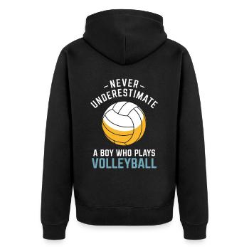 Volleyball Saying Funny Volleyball Gift - Unisex Premium Organic Zip Hoodie - black - Back - Nico (187cm)