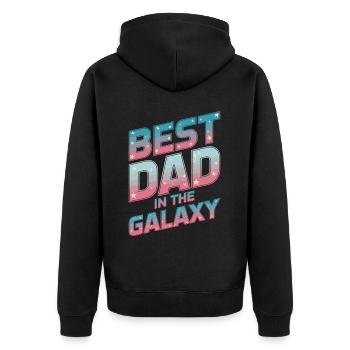 Geschenke Zum Vatertag Für Papa - Unisex Premium Bio Zip Hoodie - Schwarz - Hinten - Nico (187cm)