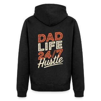 Geschenke Zum Vatertag Für Papa - Unisex Premium Bio Zip Hoodie - Schwarz - Hinten - Nico (187cm)