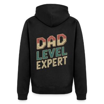 Geschenke Zum Vatertag Für Papa - Unisex Premium Bio Zip Hoodie - Schwarz - Hinten - Nico (187cm)