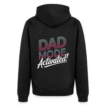 Geschenke Zum Vatertag Für Papa - Unisex Premium Bio Zip Hoodie - Schwarz - Hinten - Nico (187cm)