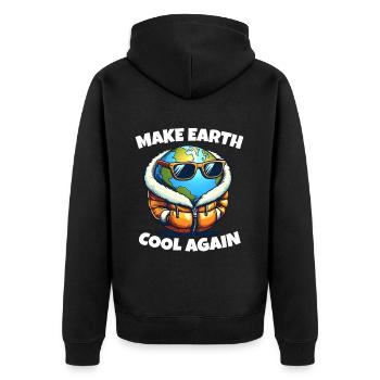 Make Earth Cool Again Climate Change Protest Demo - Unisex Premium Organic Zip Hoodie - black - Back - Nico (187cm)