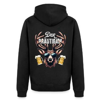 Bräutigam T-Shirt JGA Männer Junggesellenabschied - Unisex Premium Bio Zip Hoodie - Schwarz - Hinten - Nico (187cm)