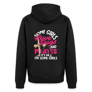 Pilates And Dog Loving Girls - Unisex Premium Organic Zip Hoodie - black - Back - Nico (187cm)