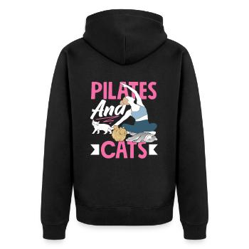 Pilates et chats pour se détendre - Veste à capuche bio Premium Unisexe - noir - Dos - Nico (187cm)