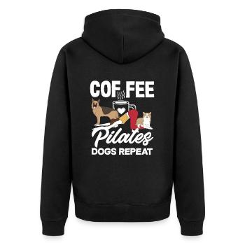 Pilates Café Chiens Répéter Fun - Veste à capuche bio Premium Unisexe - noir - Dos - Nico (187cm)