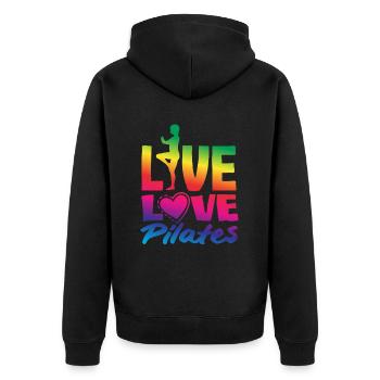 Pilates Live Love for Fitness Fans - Unisex Premium Organic Zip Hoodie - black - Back - Nico (187cm)