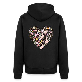 Easter Heart - Unisex Premium Organic Zip Hoodie - black - Back - Nico (187cm)