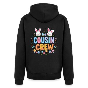 Cousin Crew - Unisex Premium Organic Zip Hoodie - black - Back - Nico (187cm)