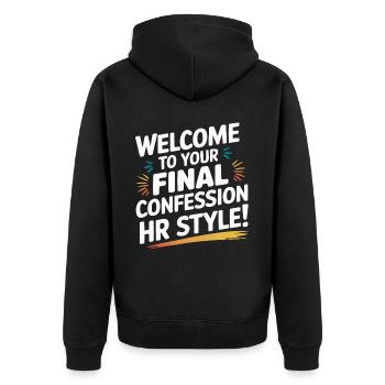HR Manager Human Resource Employee Exit Interview - Unisex Premium Organic Zip Hoodie - black - Back - Nico (187cm)