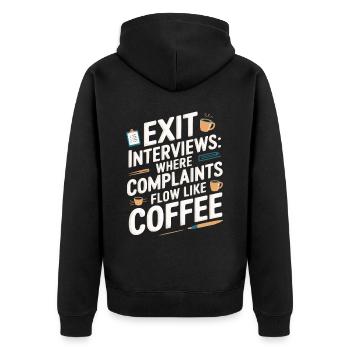 HR Manager Human Resource Employee Exit Interview - Unisex Premium Organic Zip Hoodie - black - Back - Nico (187cm)