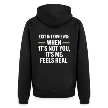 HR Manager Human Resource Employee Exit Interview - Unisex Premium Organic Zip Hoodie - black - Back - Nico (187cm)