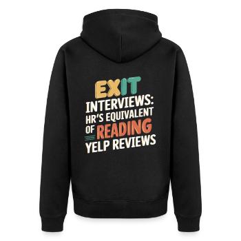 HR Manager Human Resource Employee Exit Interview - Unisex Premium Organic Zip Hoodie - black - Back - Nico (187cm)
