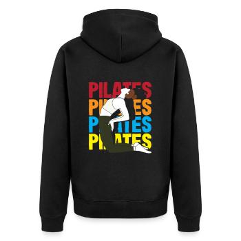 Motif coloré pour les amateurs de Pilates pour votre entraînement - Veste à capuche bio Premium Unisexe - noir - Dos - Nico (187cm)
