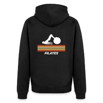 Pilates With Retro Stripe Design - Unisex Premium Organic Zip Hoodie - black - Back - Nico (187cm)