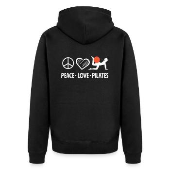 Pilates Paix Amour Pilates - Veste à capuche bio Premium Unisexe - noir - Dos - Nico (187cm)
