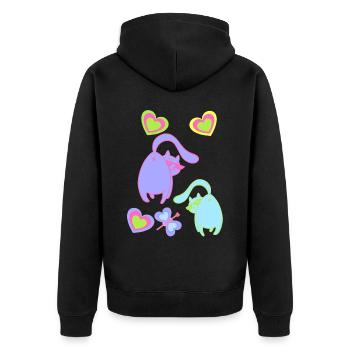 Retro Cats Cat 80s 90s Vintage Kitten Child - Unisex Premium Organic Zip Hoodie - black - Back - Nico (187cm)