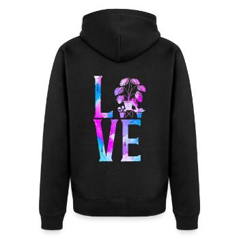 Plant Lover Gardening Monstera - Unisex Premium Bio Zip Hoodie - Schwarz - Hinten - Nico (187cm)