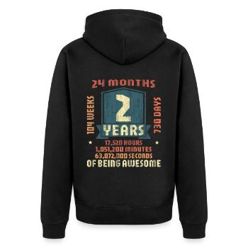 2 ans ! Cadeau d’anniversaire pour les 2 ans - Veste à capuche bio Premium Unisexe - noir - Dos - Nico (187cm)
