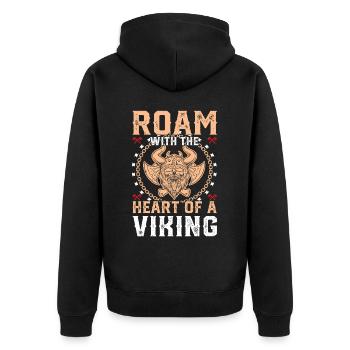 Wikinger Mythos Odin Ravens Huginn - Unisex Premium Bio Zip Hoodie - Schwarz - Hinten - Nico (187cm)