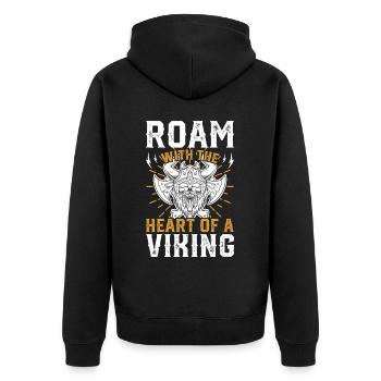Wikinger Mythos Odin Ravens Huginn - Unisex Premium Bio Zip Hoodie - Schwarz - Hinten - Nico (187cm)