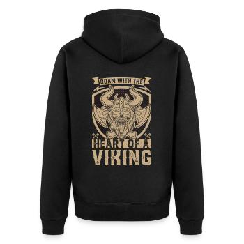 Wikinger Mythos Odin Ravens Huginn - Unisex Premium Bio Zip Hoodie - Schwarz - Hinten - Nico (187cm)