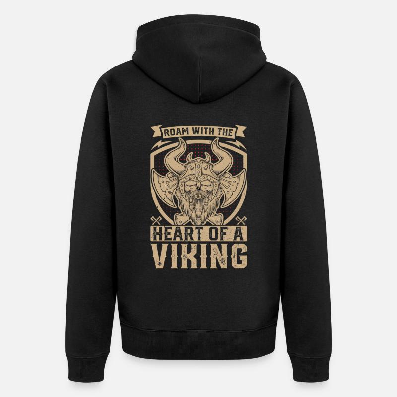 Wikinger Mythos Odin Ravens Huginn - Unisex Premium Bio Zip Hoodie - Schwarz