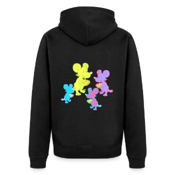 Retro Mice Mouse 80s 90s Vintage Kids Child - Unisex Premium Organic Zip Hoodie - black - Back - Nico (187cm)