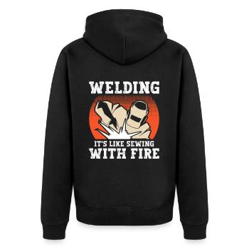 Welding With Fire - Unisex Premium Organic Zip Hoodie - black - Back - Nico (187cm)