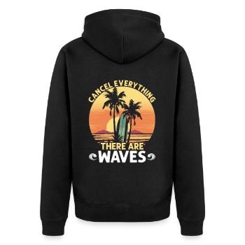 Surfing Waves - Unisex Premium Organic Zip Hoodie - black - Back - Nico (187cm)