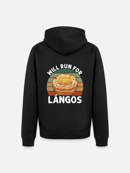 Run For Langos - Unisex Premium Organic Zip Hoodie - black