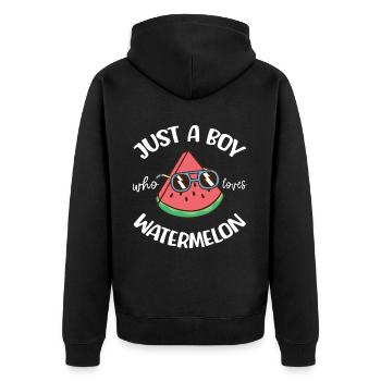 Watermelon Melon Summer Fruit Vegan Gift - Unisex Premium Organic Zip Hoodie - black - Back - Nico (187cm)