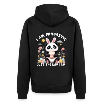 I am Pandastic just the way I am - Unisex Premium Organic Zip Hoodie - black - Back - Nico (187cm)