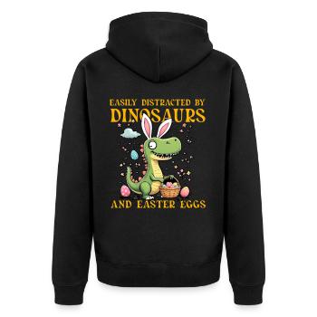 Easily distracted by Dinosaurs and Easter Eggs - Unisex Premium Organic Zip Hoodie - black - Back - Nico (187cm)