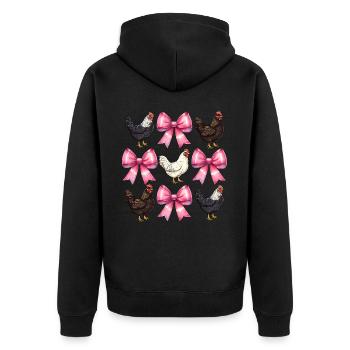 Coquette Bow Hühnerfarm Bauernhof Rosa Mothers Day - Unisex Premium Bio Zip Hoodie - Schwarz - Hinten - Nico (187cm)