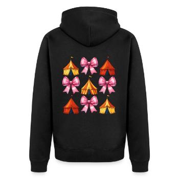 Coquettish Bow Circus Carnival Pink Bow - Unisex Premium Organic Zip Hoodie - black - Back - Nico (187cm)