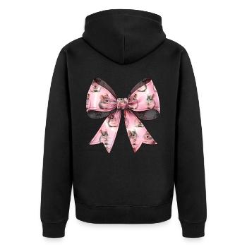 Coquette noeud chinchilla motif fête des mères rose - Veste à capuche bio Premium Unisexe - noir - Dos - Nico (187cm)