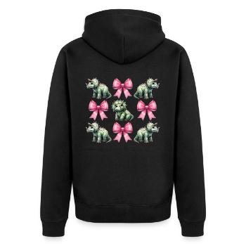 Coquette Bow Triceratops Dinosaur Pink - Unisex Premium Organic Zip Hoodie - black - Back - Nico (187cm)
