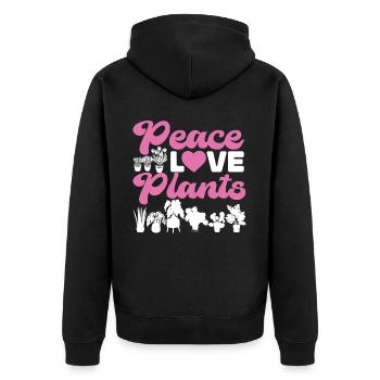 Amoureux des plantes Jardinière Fille Paix - Veste à capuche bio Premium Unisexe - noir - Dos - Nico (187cm)