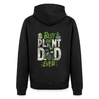 Plant Lover Gardening Dad Best - Unisex Premium Organic Zip Hoodie - black - Back - Nico (187cm)