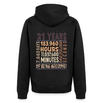 21 Jahre alt! Geburtstagsgeschenk 21. Geburtstag - Unisex Premium Bio Zip Hoodie - Schwarz - Hinten - Nico (187cm)