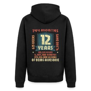 12 ans ! Cadeau d’anniversaire 12e anniversaire - Veste à capuche bio Premium Unisexe - noir - Dos - Nico (187cm)