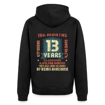 13 years old! Birthday Gift 13th Birthday - Unisex Premium Organic Zip Hoodie - black - Back - Nico (187cm)